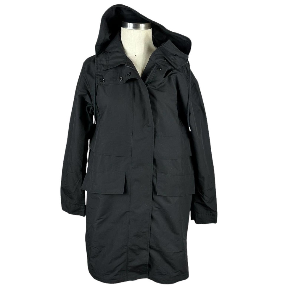 EVERLANE Black Renew Utility Jacket Nylon Anorak XS NWOT Hooded Full Zip Recycle